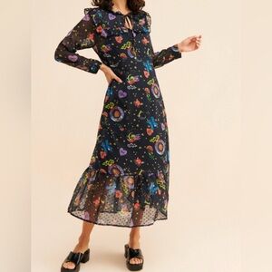 Emily Lovelock Star Gazing Midi Dress women’s Sz S